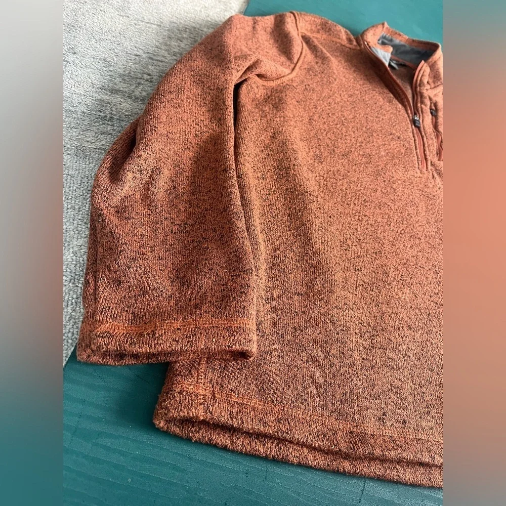 Eddie Bauer Mens L Fleece 1/4 Zip Pullover Jacket Dark Orange Rust Long Sleeve - Picture 9 of 11